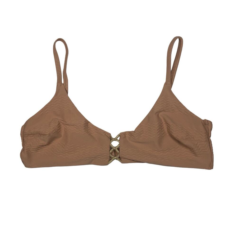 Aerie Scoop Bikini Top Womens Size XL NWT Nude Lacing Shimmer Adjustable